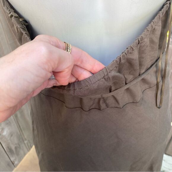 ZARA LINEN BLEND KHAKI HALTER NECK MIDI DRESS blogger’s favorite size large - Picture 11 of 16